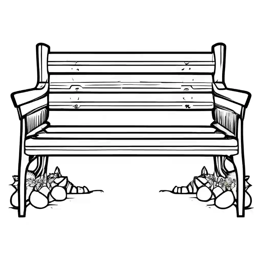 Garden bench coloring pages